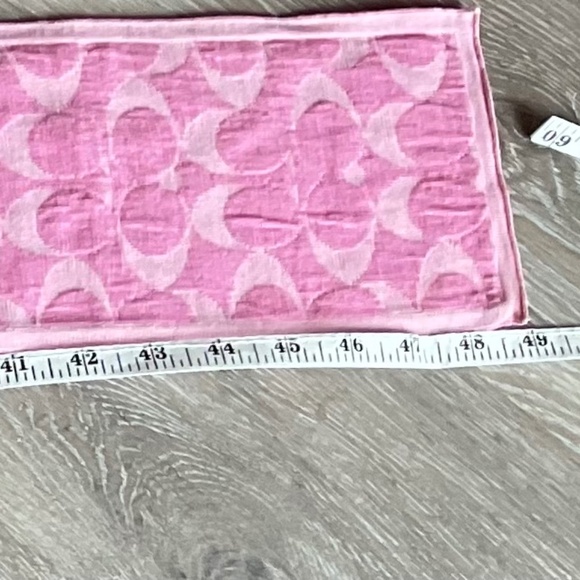 NWOT Coach Vintage Pink Logo and Stripes Skinny Scarf, 100% Merino Wool - Picture 3 of 5